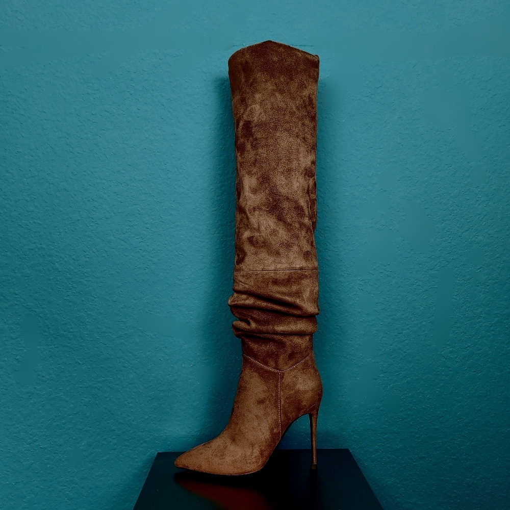 🆕️🍁🌻 JEFFREY CAMPBELL Pilla Scrunched Boots in Brown Suede // (NWT) - Picture 12 of 13